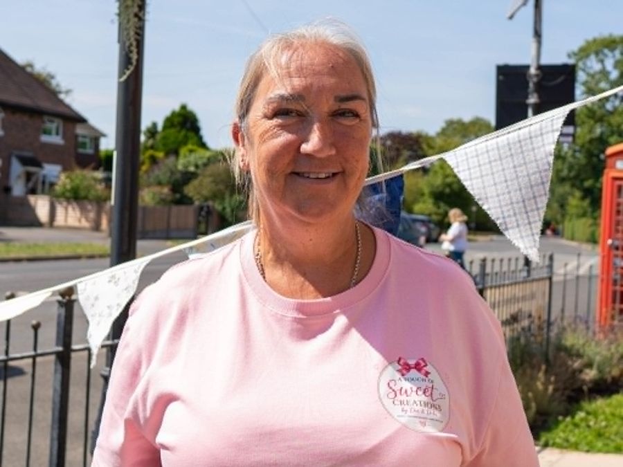 Debs wearing an A Touch of Sweet Creations branded top
