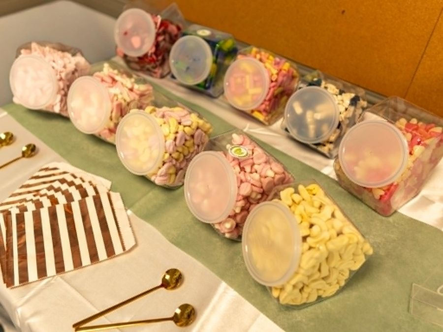 Celebration setup featuring dessert table