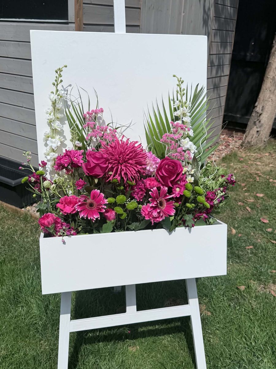 Celebration setup featuring flower box bright