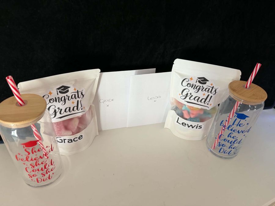 Personalised graduation cups made to order