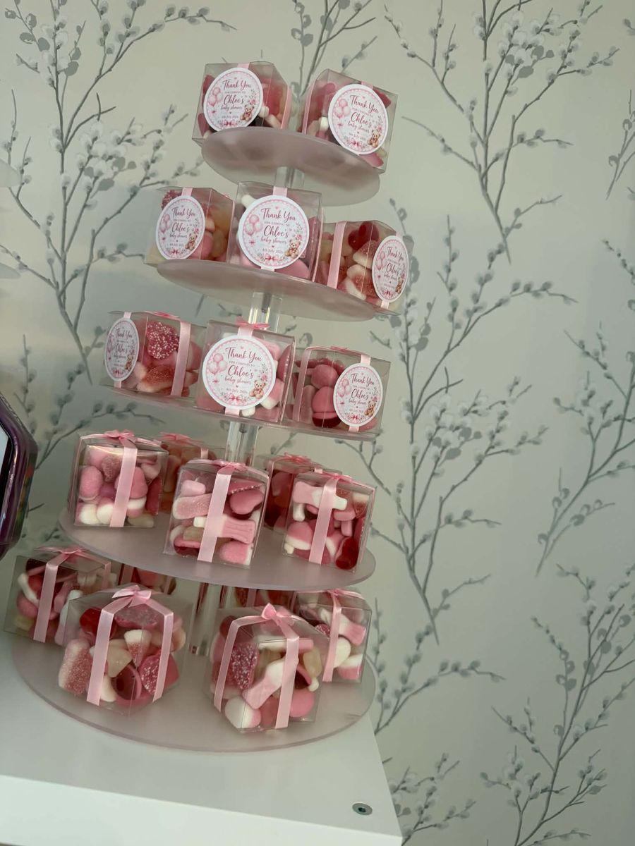 Handmade favour boxes stand ready for gifting