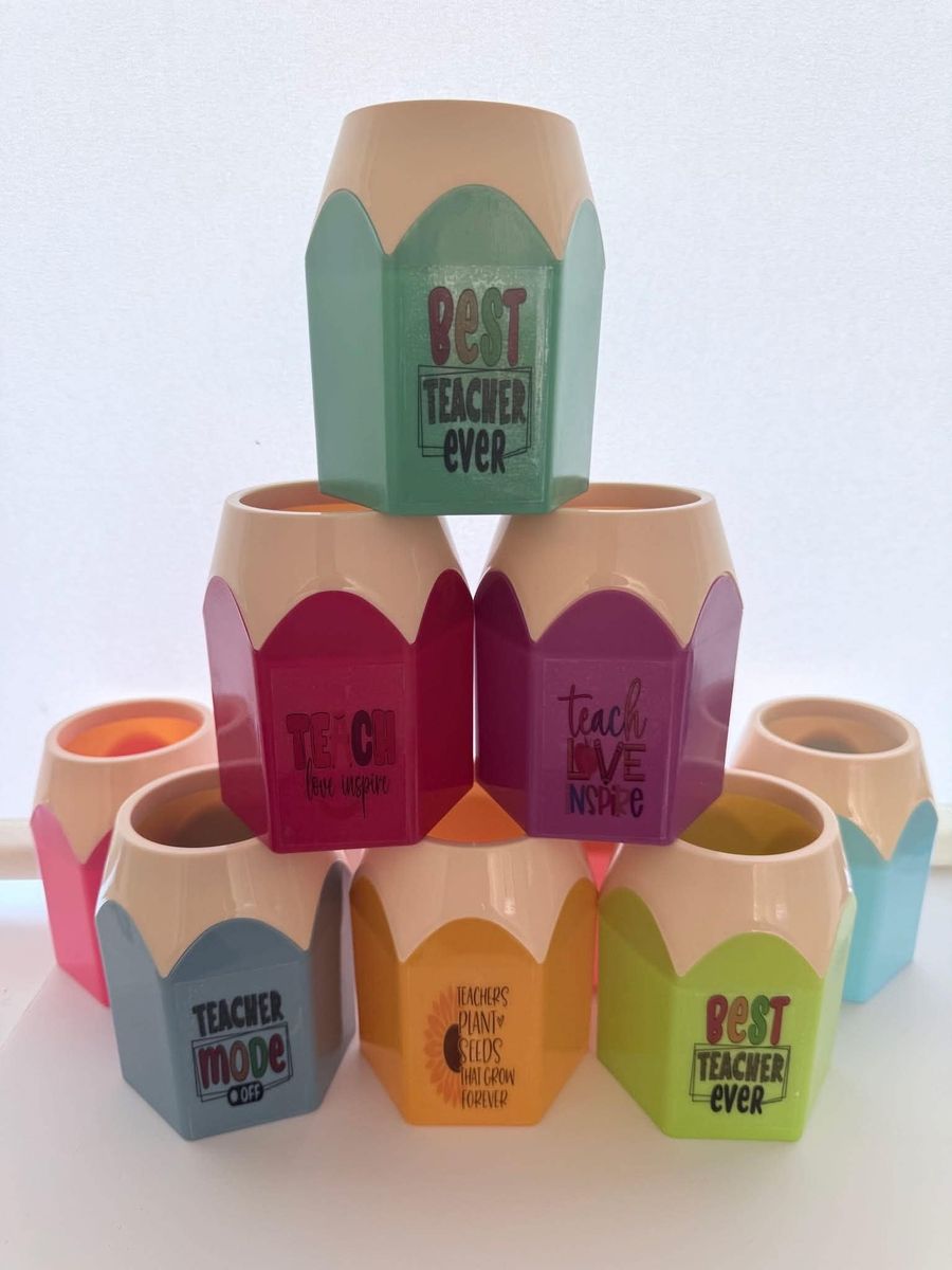 Personalised teacher pencil pots for a teacher
