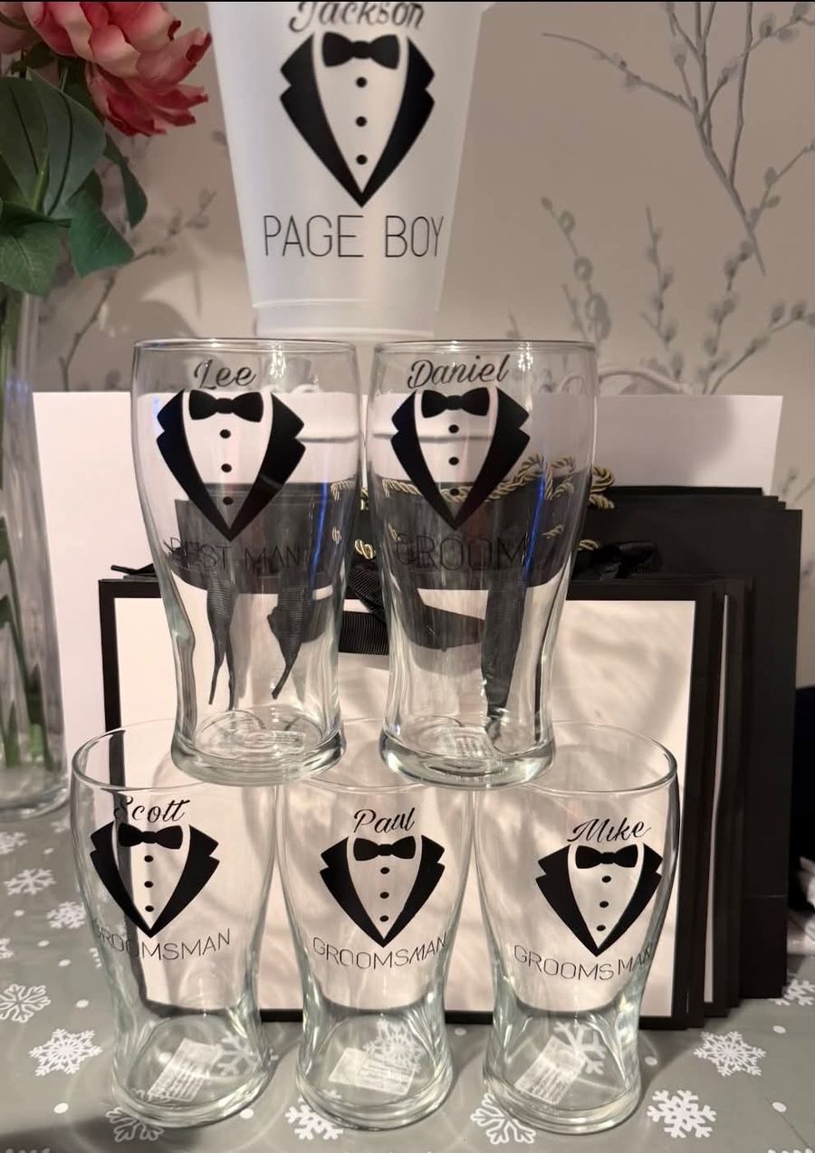 Wedding page boy glasses with personalised details